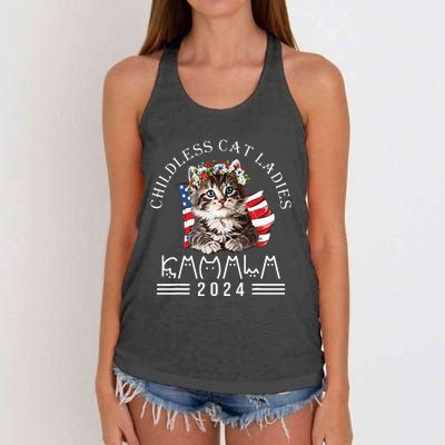 Cat Lady Fun Childless Cat Ladies 2024 Women's Knotted Racerback Tank