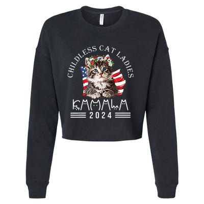 Cat Lady Fun Childless Cat Ladies 2024 Cropped Pullover Crew