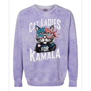 Cat Ladies For Kamala 2024 President Kamala Harris 2024 Colorblast Crewneck Sweatshirt