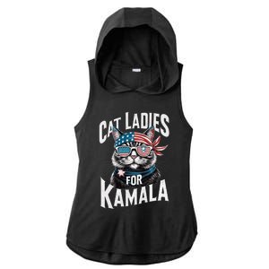 Cat Ladies For Kamala 2024 President Kamala Harris 2024 Ladies PosiCharge Tri-Blend Wicking Draft Hoodie Tank