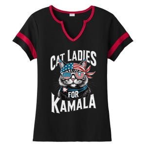 Cat Ladies For Kamala 2024 President Kamala Harris 2024 Ladies Halftime Notch Neck Tee