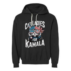 Cat Ladies For Kamala 2024 President Kamala Harris 2024 Garment-Dyed Fleece Hoodie