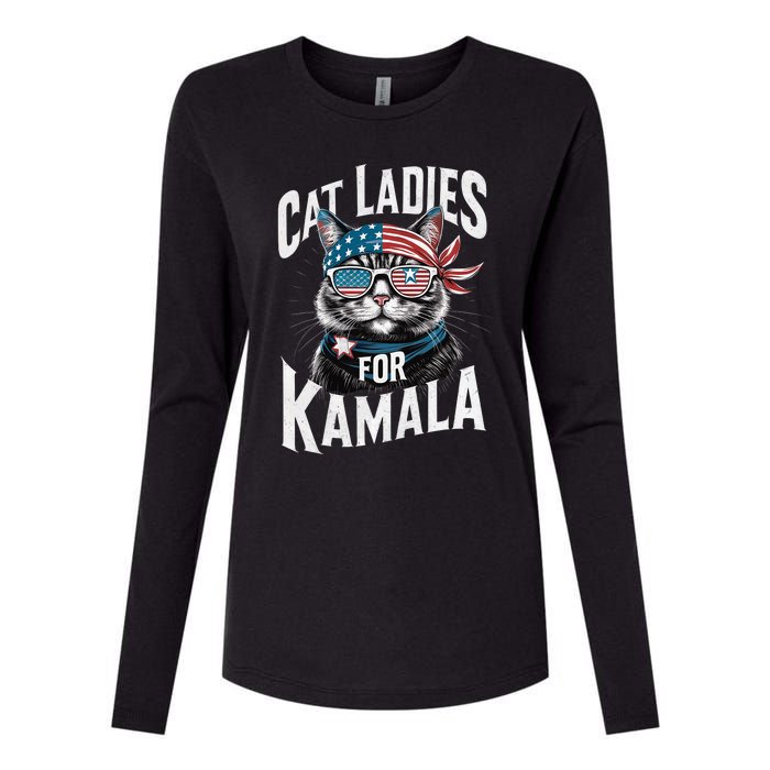 Cat Ladies For Kamala 2024 President Kamala Harris 2024 Womens Cotton Relaxed Long Sleeve T-Shirt