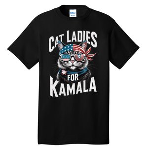 Cat Ladies For Kamala 2024 President Kamala Harris 2024 Tall T-Shirt