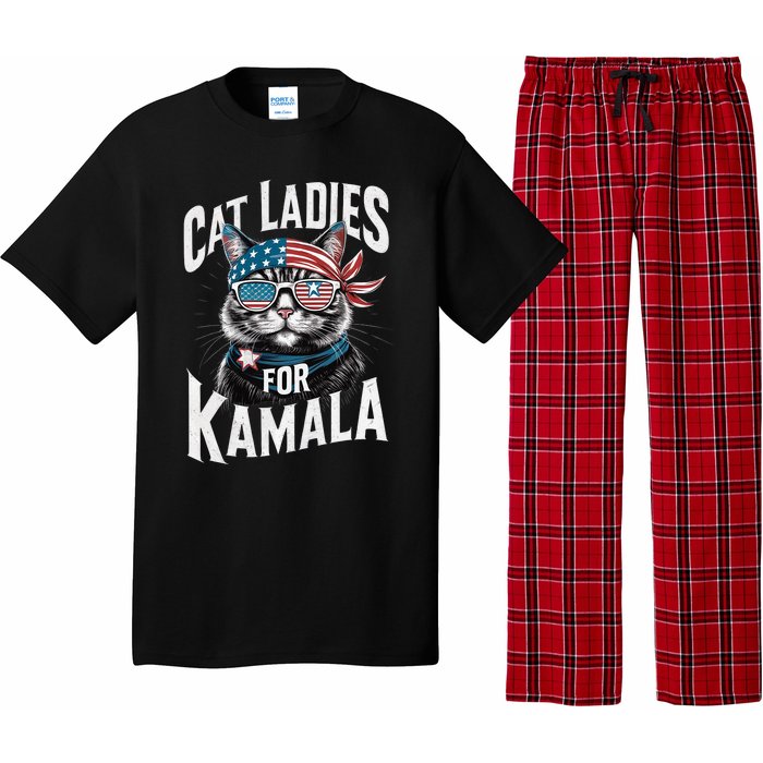 Cat Ladies For Kamala 2024 President Kamala Harris 2024 Pajama Set