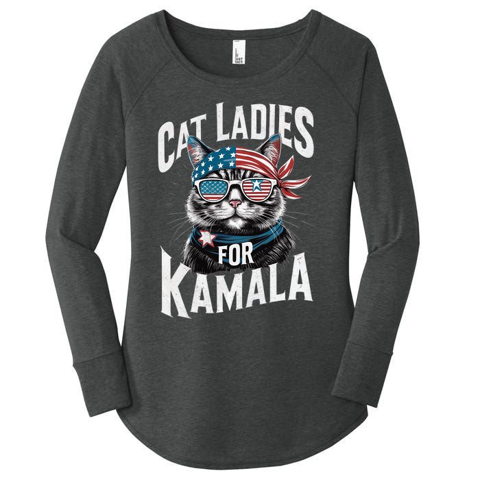 Cat Ladies For Kamala 2024 President Kamala Harris 2024 Women's Perfect Tri Tunic Long Sleeve Shirt