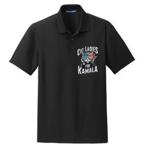 Cat Ladies For Kamala 2024 President Kamala Harris 2024 Dry Zone Grid Polo