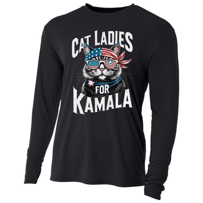 Cat Ladies For Kamala 2024 President Kamala Harris 2024 Cooling Performance Long Sleeve Crew