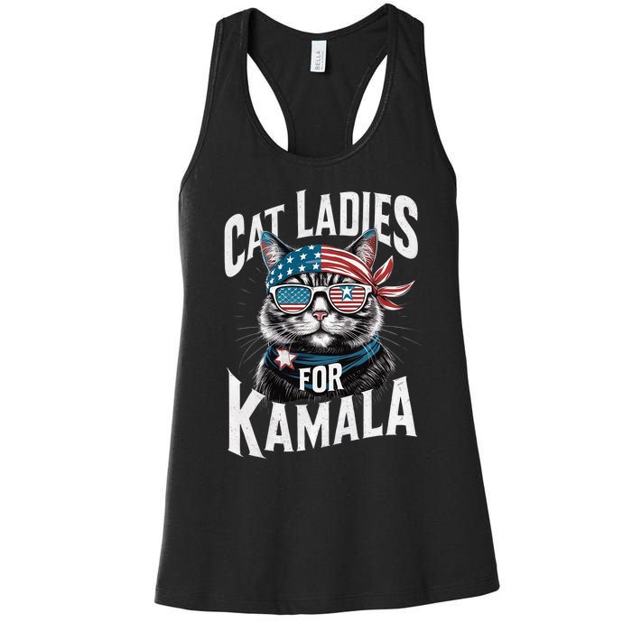 Cat Ladies For Kamala 2024 President Kamala Harris 2024 Women's Racerback Tank