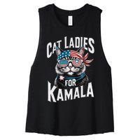 Cat Ladies For Kamala 2024 President Kamala Harris 2024 Women's Racerback Cropped Tank