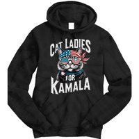 Cat Ladies For Kamala 2024 President Kamala Harris 2024 Tie Dye Hoodie