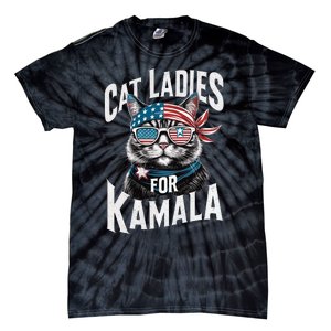 Cat Ladies For Kamala 2024 President Kamala Harris 2024 Tie-Dye T-Shirt