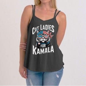 Cat Ladies For Kamala 2024 President Kamala Harris 2024 Women's Strappy Tank