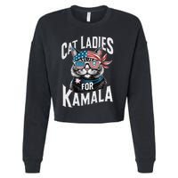 Cat Ladies For Kamala 2024 President Kamala Harris 2024 Cropped Pullover Crew