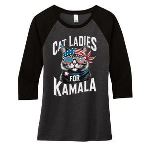 Cat Ladies For Kamala 2024 President Kamala Harris 2024 Women's Tri-Blend 3/4-Sleeve Raglan Shirt