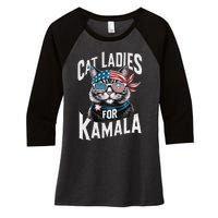 Cat Ladies For Kamala 2024 President Kamala Harris 2024 Women's Tri-Blend 3/4-Sleeve Raglan Shirt