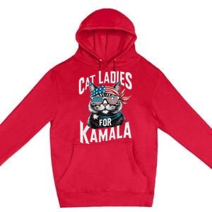 Cat Ladies For Kamala 2024 President Kamala Harris 2024 Premium Pullover Hoodie