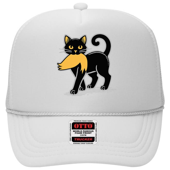 Cat Ladies For Kamala Harris Donald Trump 2024 High Crown Mesh Back Trucker Hat