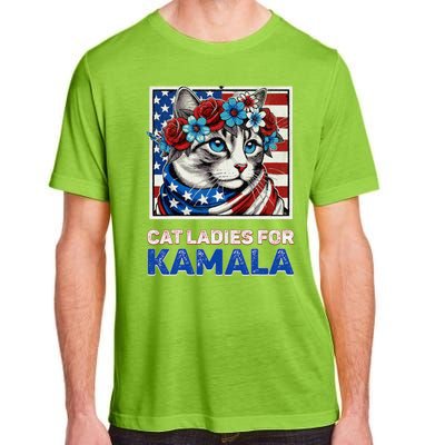 Cat Ladies For Kamala Funny Cat 2024 President Kamalaharris Adult ChromaSoft Performance T-Shirt