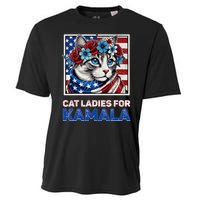 Cat Ladies For Kamala Funny Cat 2024 President Kamalaharris Cooling Performance Crew T-Shirt