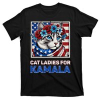 Cat Ladies For Kamala Funny Cat 2024 President Kamalaharris T-Shirt