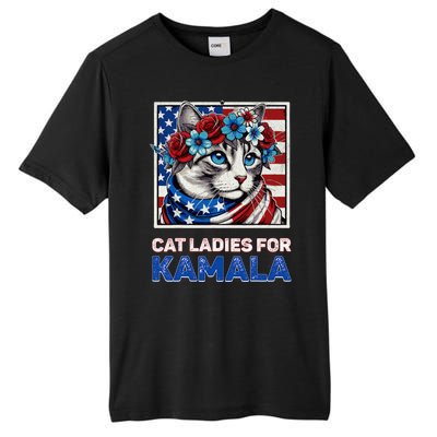 Cat Ladies For Kamala Funny Cat 2024 President Kamalaharris Tall Fusion ChromaSoft Performance T-Shirt