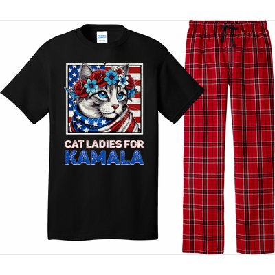 Cat Ladies For Kamala Funny Cat 2024 President Kamalaharris Pajama Set