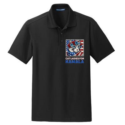 Cat Ladies For Kamala Funny Cat 2024 President Kamalaharris Dry Zone Grid Polo