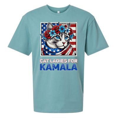 Cat Ladies For Kamala Funny Cat 2024 President Kamalaharris Sueded Cloud Jersey T-Shirt