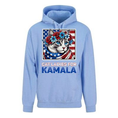 Cat Ladies For Kamala Funny Cat 2024 President Kamalaharris Unisex Surf Hoodie