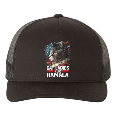 Cat Ladies For Kamala Harris Funny Cat Yupoong Adult 5-Panel Trucker Hat