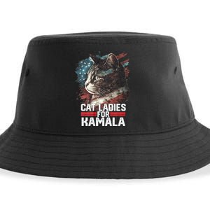 Cat Ladies For Kamala Harris Funny Cat Sustainable Bucket Hat