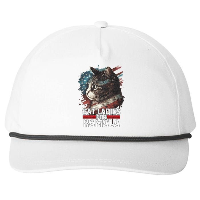 Cat Ladies For Kamala Harris Funny Cat Snapback Five-Panel Rope Hat