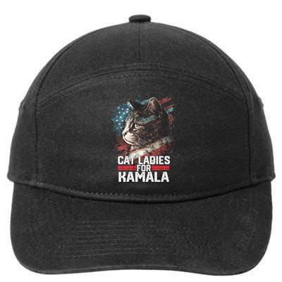 Cat Ladies For Kamala Harris Funny Cat 7-Panel Snapback Hat