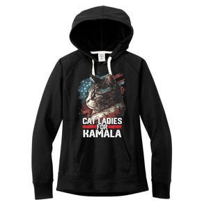 Cat Ladies For Kamala Harris Funny Cat Women's Fleece Hoodie