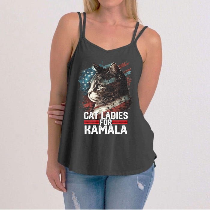 Cat Ladies For Kamala Harris Funny Cat Women's Strappy Tank