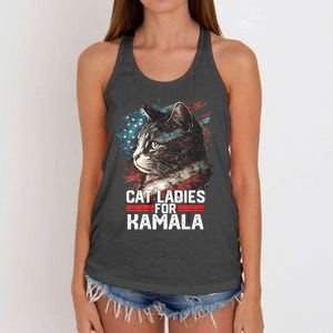 Cat Ladies For Kamala Harris Funny Cat Women's Knotted Racerback Tank