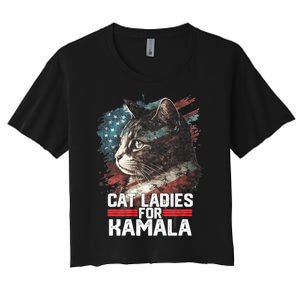 Cat Ladies For Kamala Harris Funny Cat Women's Crop Top Tee