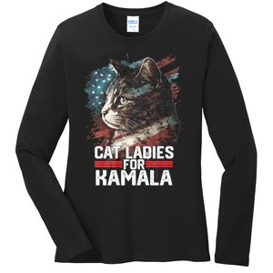 Cat Ladies For Kamala Harris Funny Cat Ladies Long Sleeve Shirt