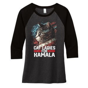 Cat Ladies For Kamala Harris Funny Cat Women's Tri-Blend 3/4-Sleeve Raglan Shirt