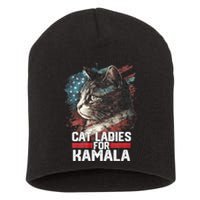 Cat Ladies For Kamala Harris Funny Cat Short Acrylic Beanie