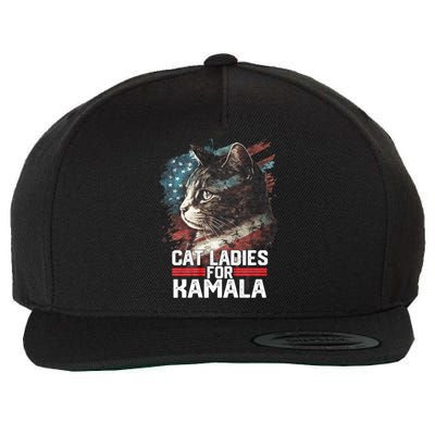 Cat Ladies For Kamala Harris Funny Cat Wool Snapback Cap