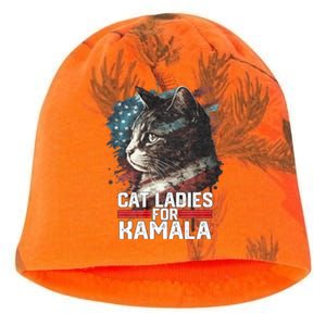 Cat Ladies For Kamala Harris Funny Cat Kati - Camo Knit Beanie