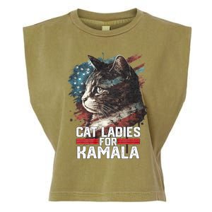 Cat Ladies For Kamala Harris Funny Cat Garment-Dyed Women's Muscle Tee