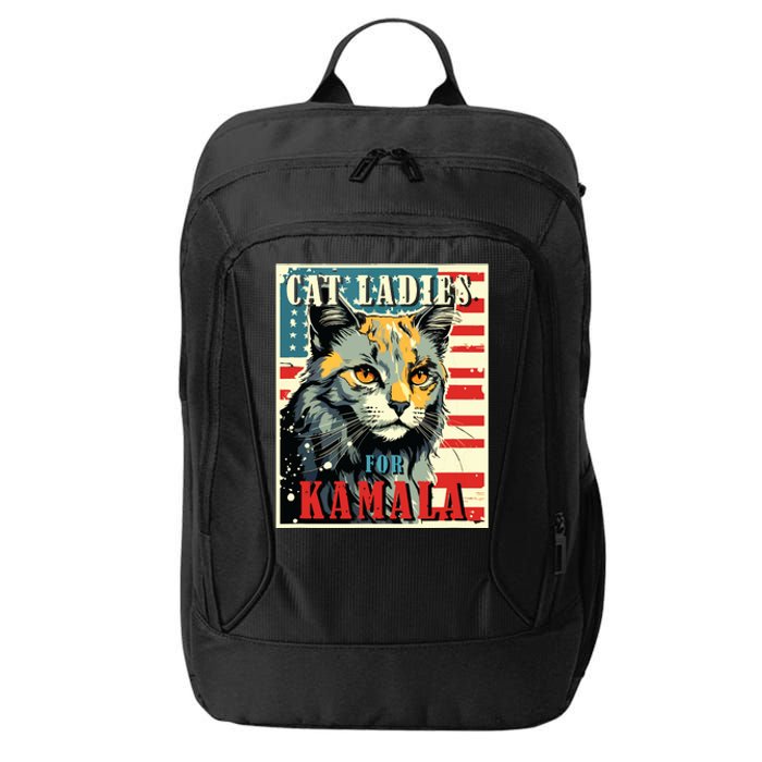 Cat Ladies For Kamala Funny Cat 2024 President Kamalaharris City Backpack