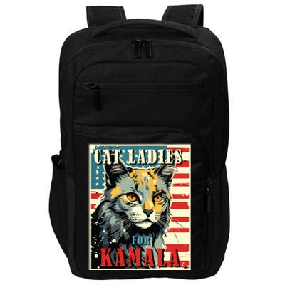 Cat Ladies For Kamala Funny Cat 2024 President Kamalaharris Impact Tech Backpack