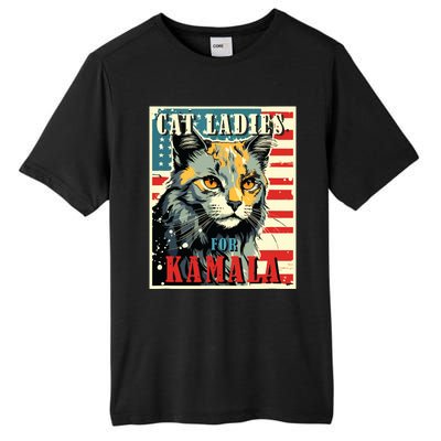 Cat Ladies For Kamala Funny Cat 2024 President Kamalaharris Tall Fusion ChromaSoft Performance T-Shirt