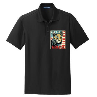 Cat Ladies For Kamala Funny Cat 2024 President Kamalaharris Dry Zone Grid Polo