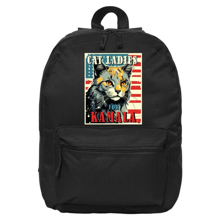 Cat Ladies For Kamala Funny Cat 2024 President Kamalaharris 16 in Basic Backpack