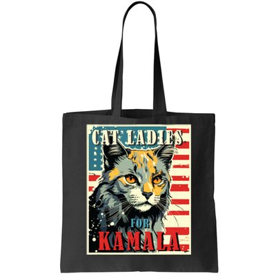 Cat Ladies For Kamala Funny Cat 2024 President Kamalaharris Tote Bag